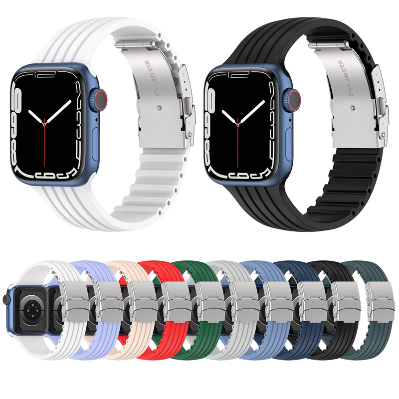 CBIW519 Business Fashion Silicone Watch Strap per Apple Watch