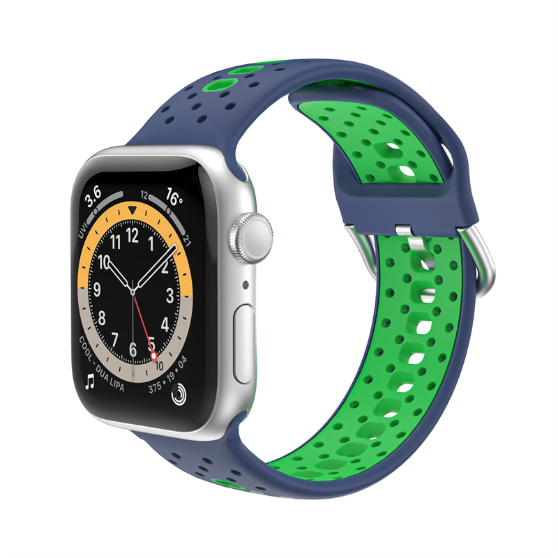 CBIW521 Correa de banda de reloj de silicona de doble color para Apple Watch Series 7 6 5 4 3