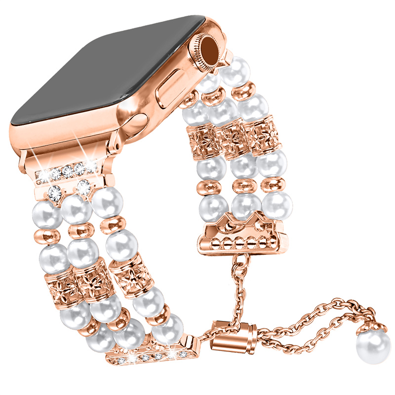CBIW525 Fashion Jewelry Pearl Wrist Watch Bracciale per le fasce Apple Watchs Ultra 49mm Series 8 7 6 5 4 3
