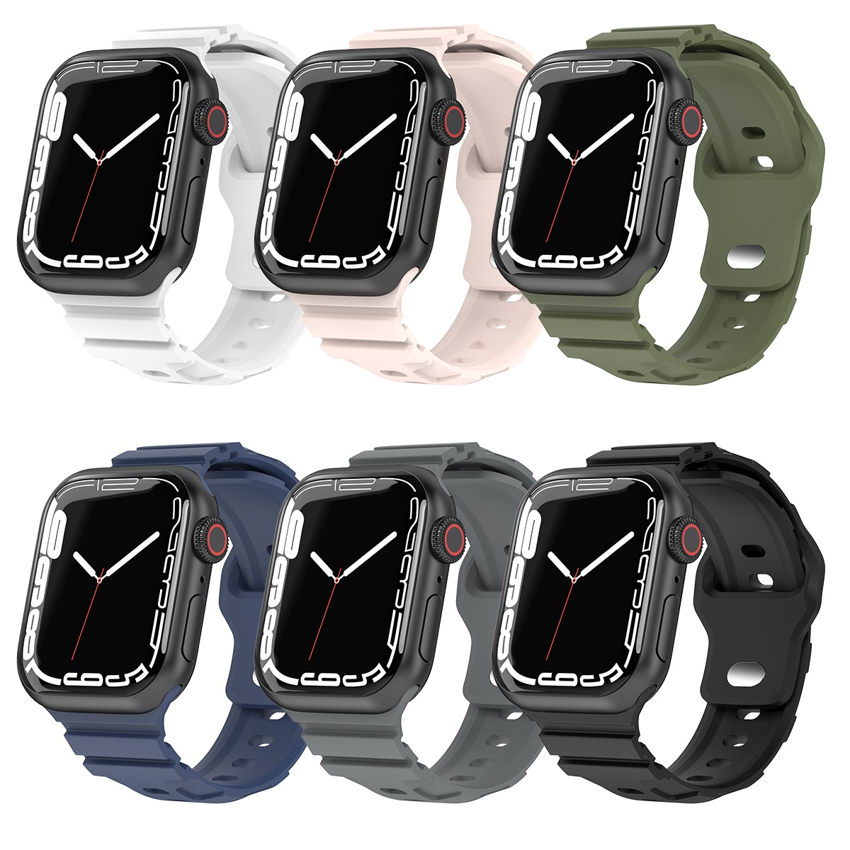 CBIW531 Silicone Sport Watch Bands for Apple Iwatch Series 8/7/6/5/4/3 / SE / Ultra 49/45/44/42mm 41/40/38mm