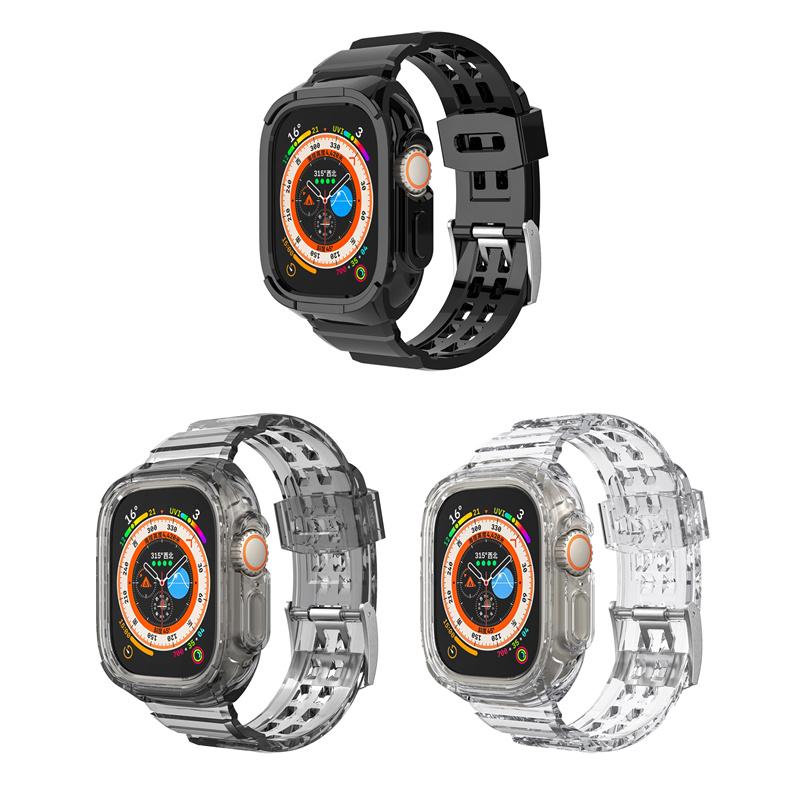 CBIW532 New Design Clear TPU Wristband Strap لـ Apple Watch Ultra 49mm مع علبة المصد