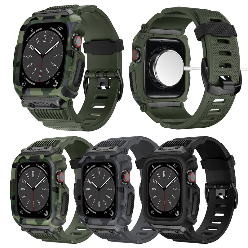 CBIW543 Sport Rugged TPU Watch Band und Koffer für Apple Watch Serie 8 7 6 5 4 3 42 mm 44 mm 45 mm