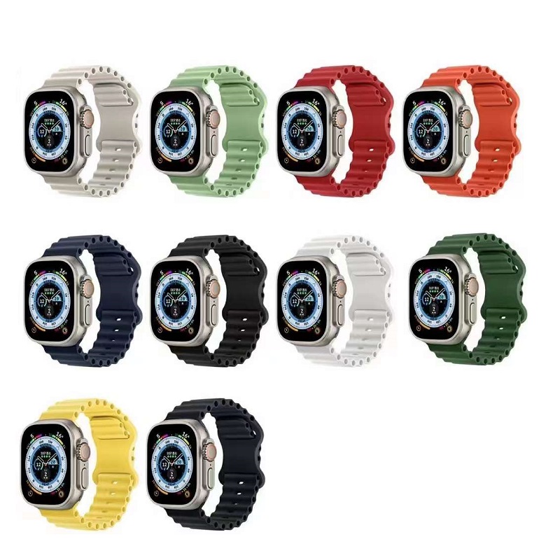 CBIW546 Silicone Sports Strap Ocean Band voor Apple Watch Ultra Series 8 7 6 5 4 3 2 1