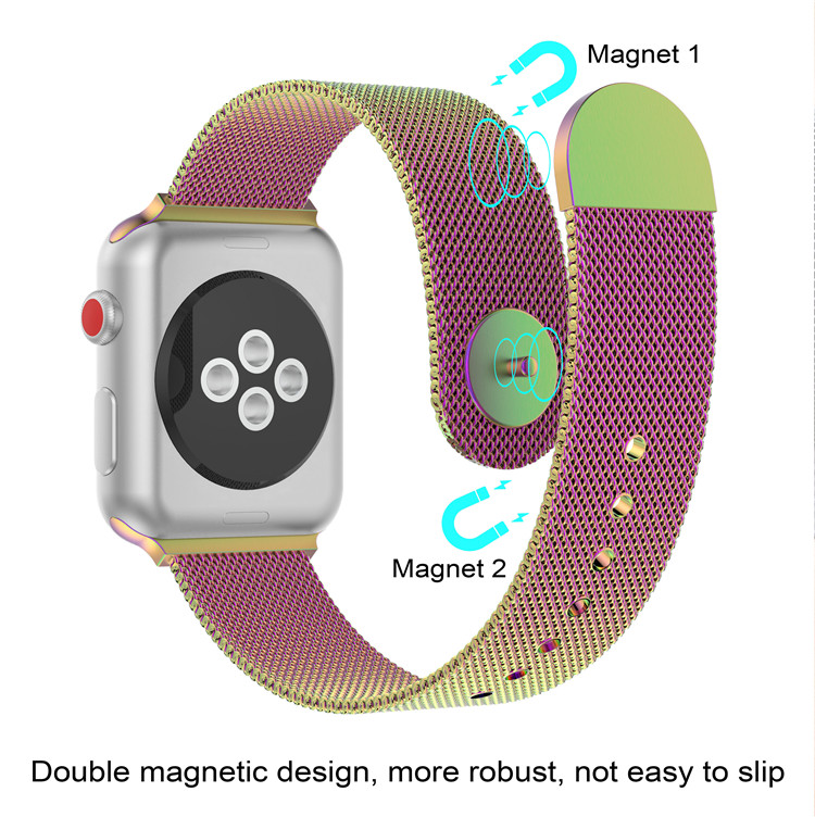 CBIW62 Bracelet de montre milanaise magnétique en acier inoxydable pour montre Apple