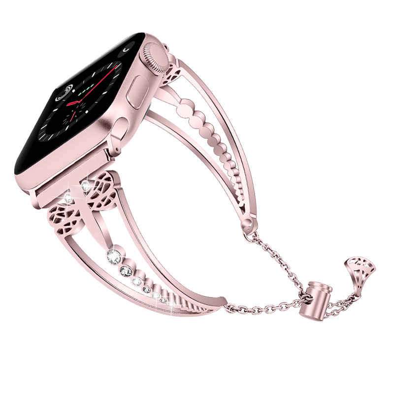 CBIW65 Dames Bling roestvrijstalen horlogeband voor Apple-horloge met hangende kwast
