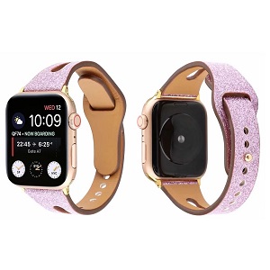 CBIW69-1 Bling Leather Watch Band for Apple Watch Series 1 2 3 4