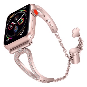 CBIW83 Correa de reloj de acero inoxidable con diamantes de imitación para mujer para Apple Watch