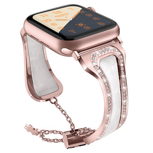 Bande de montre en alliage résine CBIW85 Bling Rhinestone pour Apple Watch Bracelet