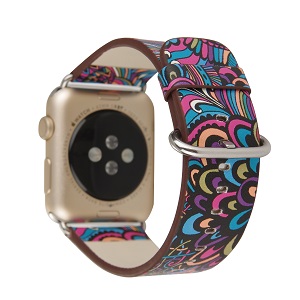 CBIW88 Patrón Impreso PU Correa de reloj de cuero para Apple Watch