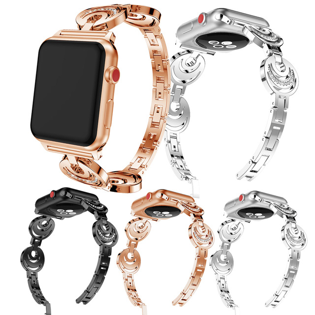 CBIW902 Fashion Women Sun Moon Crystal cinturino a fascia per Apple Watch