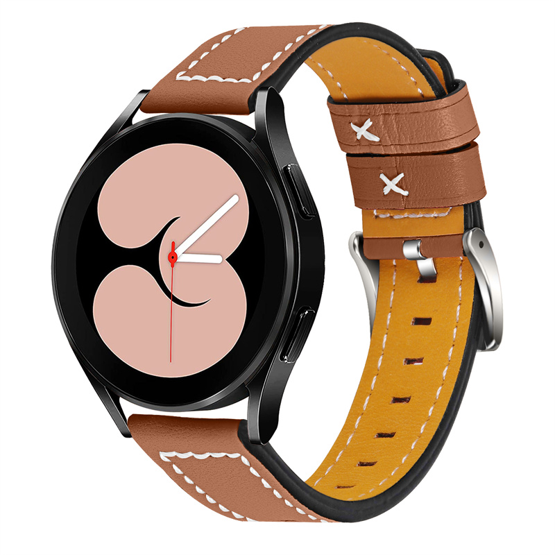 CBSGW-02 Trendybay Retro Genuine Leather Watch Band Strap For Samsung Galaxy Watch 4 Classic 42mm 46mm Watch4 40mm 44mm