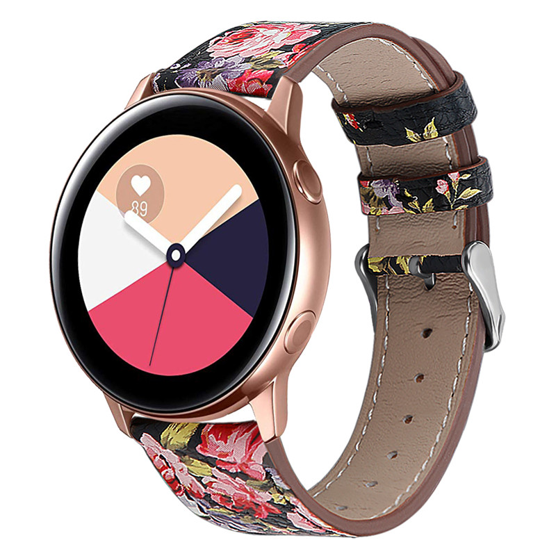 Cinturino per orologio in vera pelle con stampa floreale CBSW28 per Samsung Galaxy Watch Active