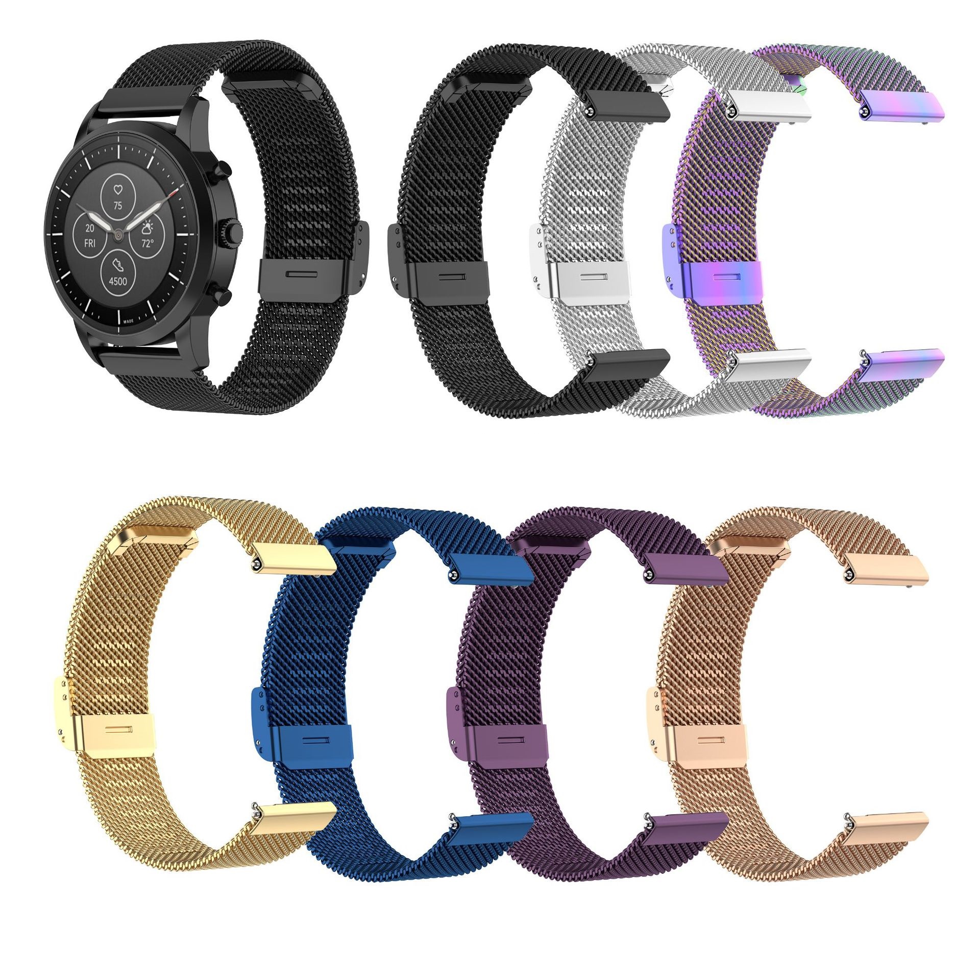 CBSW82 18mm 20mm 22mm Mesh Milanese Döngü Metal Bileklik Kayışı Paslanmaz Çelik Watch Band