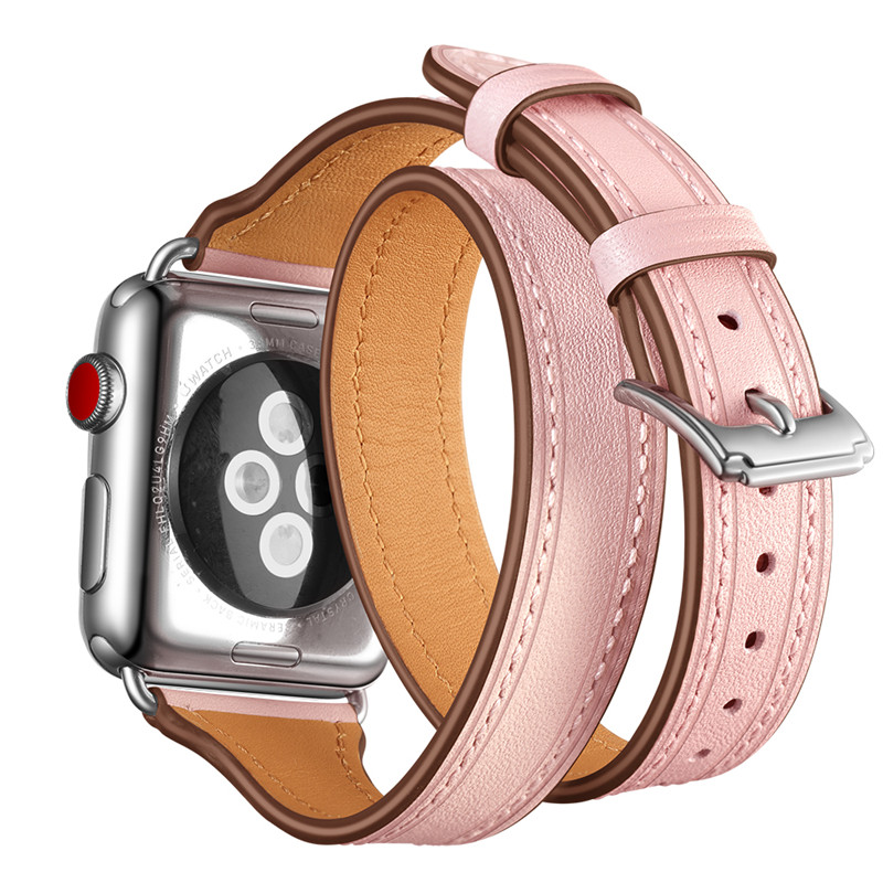 CBWB63 Apple Watch Prawdziwy skórzany podwójny pasek do zegarka Wymiana paska