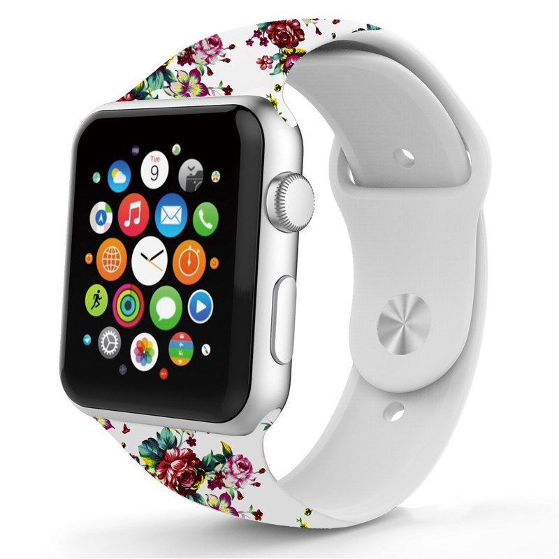 CBWB74 Trendybay Floral Printed Soft Rubber Replacement Wristbands Strap For iWatch
