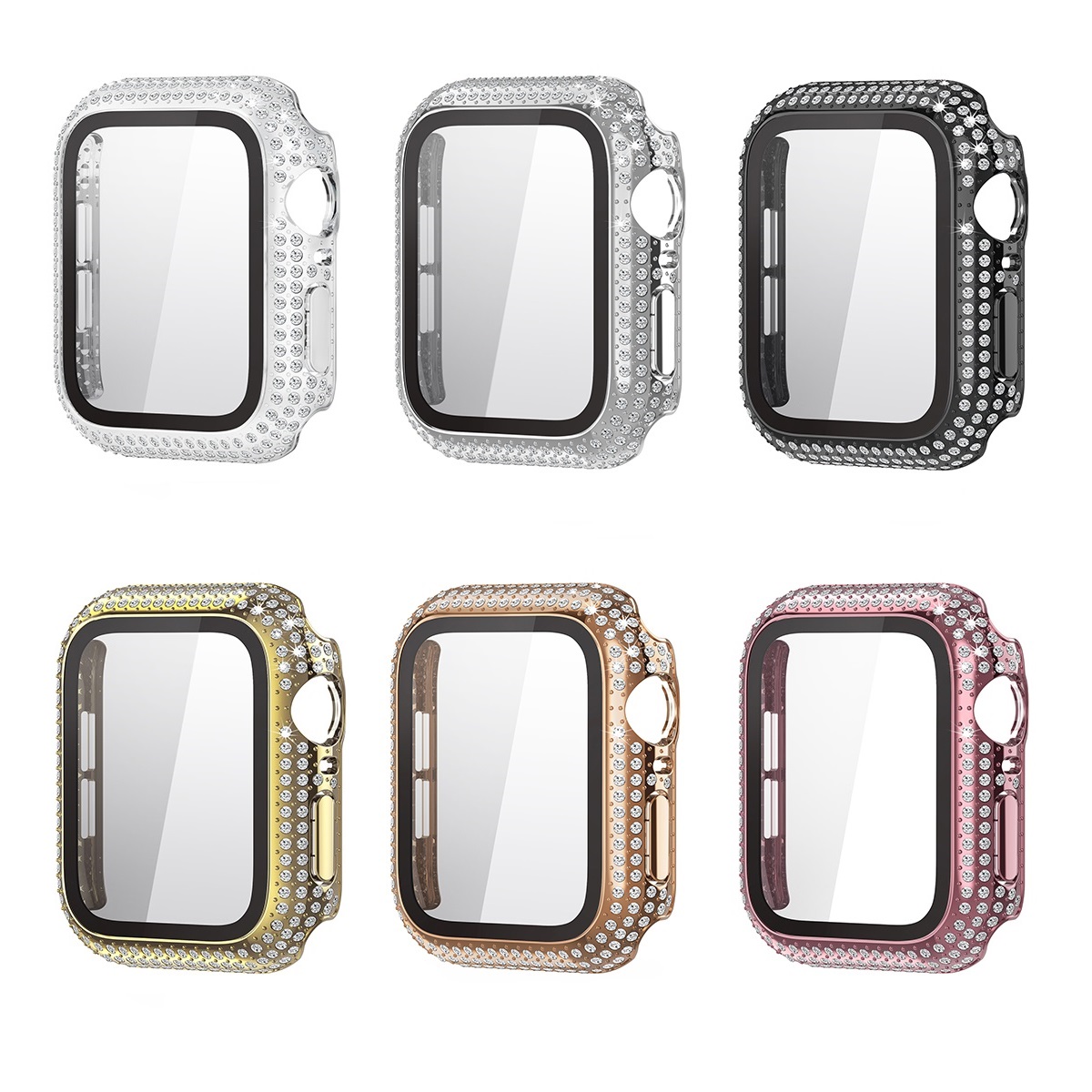 Caja de reloj de plástico de diamante de diamante de diamante de lujo CBWC12 para accesorios de reloj de Apple para la cubierta de la caja del iWatch