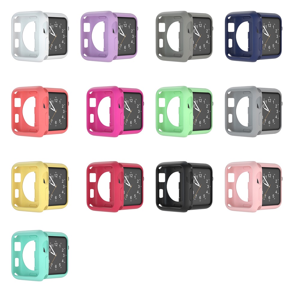CBWC13 Candy Color Soft Silicone TPU Bumper Case For Apple Watch Se 6 5 4 3 38mm 42mm 40mm 44mm Cover