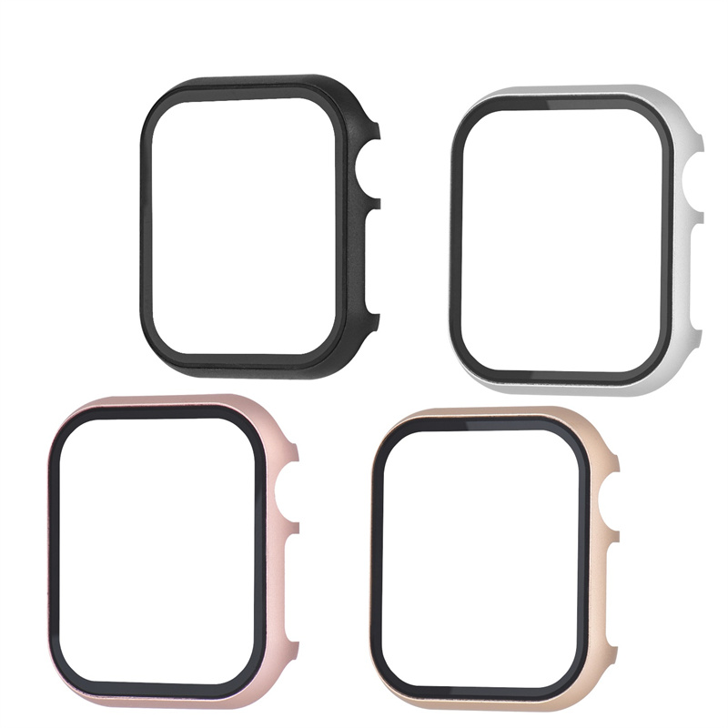 Apple Watch Series 7 41mm 45mmのためのCBWC21強化ガラスのフルスクリーンの保護具のメタルの時計ケース