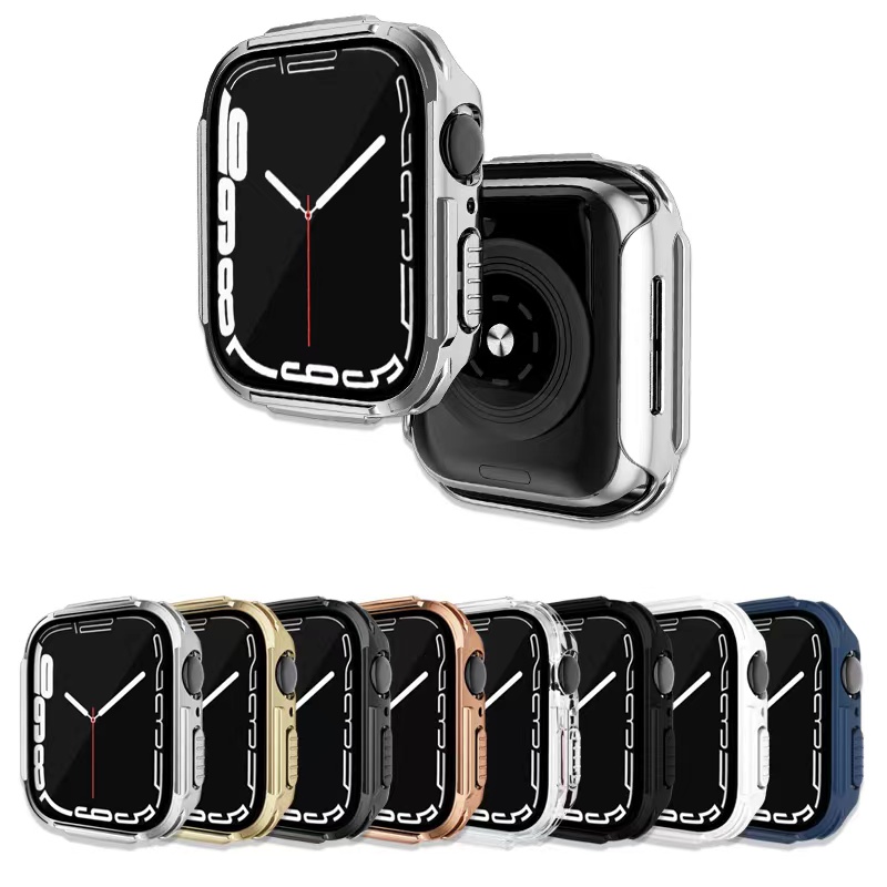 CBWC26 압제 유리 스크린 프로텍터 Apple Watch Series 8 45mm 41mm에 대한 보호 케이스 커버 시계 보호 케이스 커버