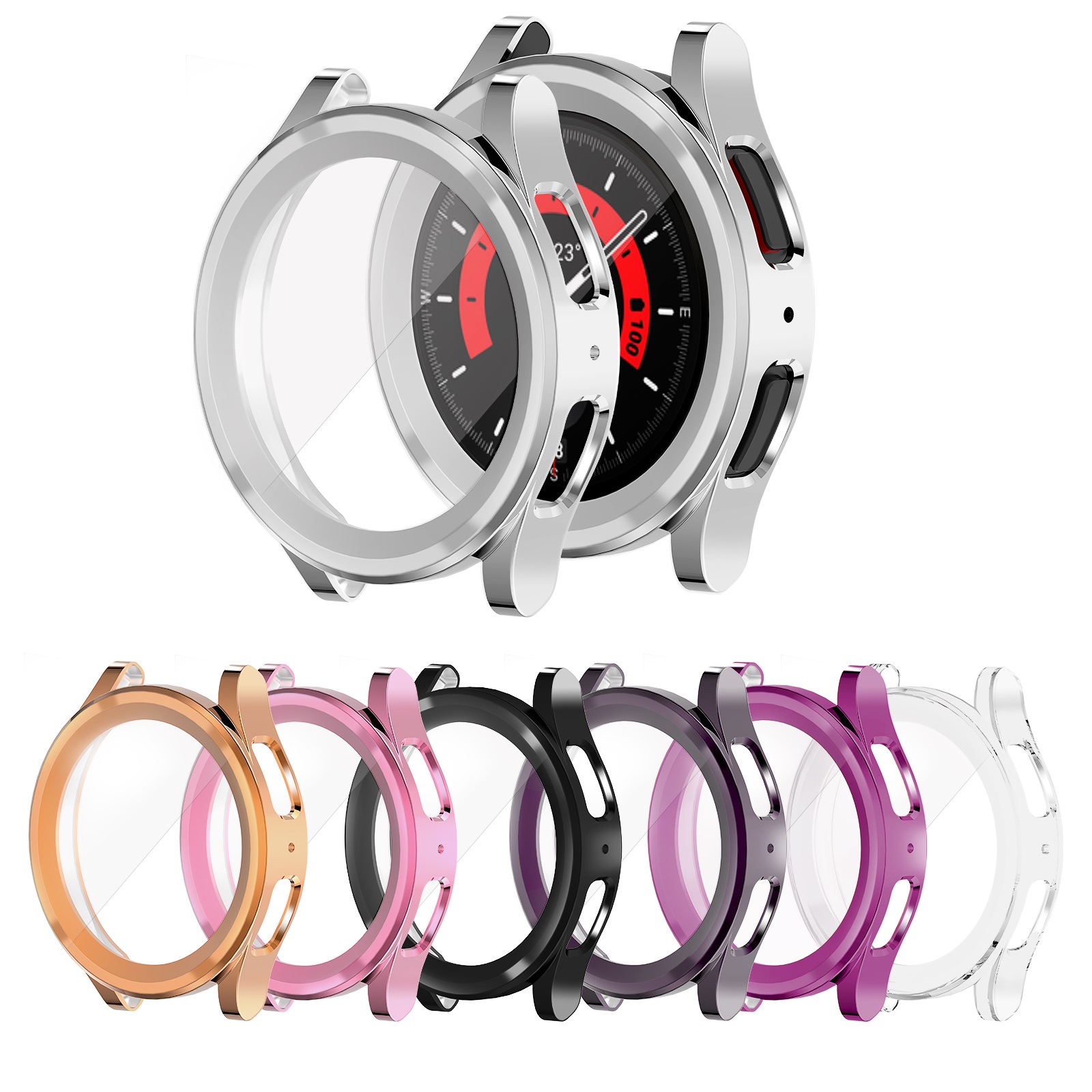 Samsung Galaxy Watch5 Pro 45mm için CBWPC-08 Toptan Elektraplatma TPU Protector Akıllı Saat Kılıfları