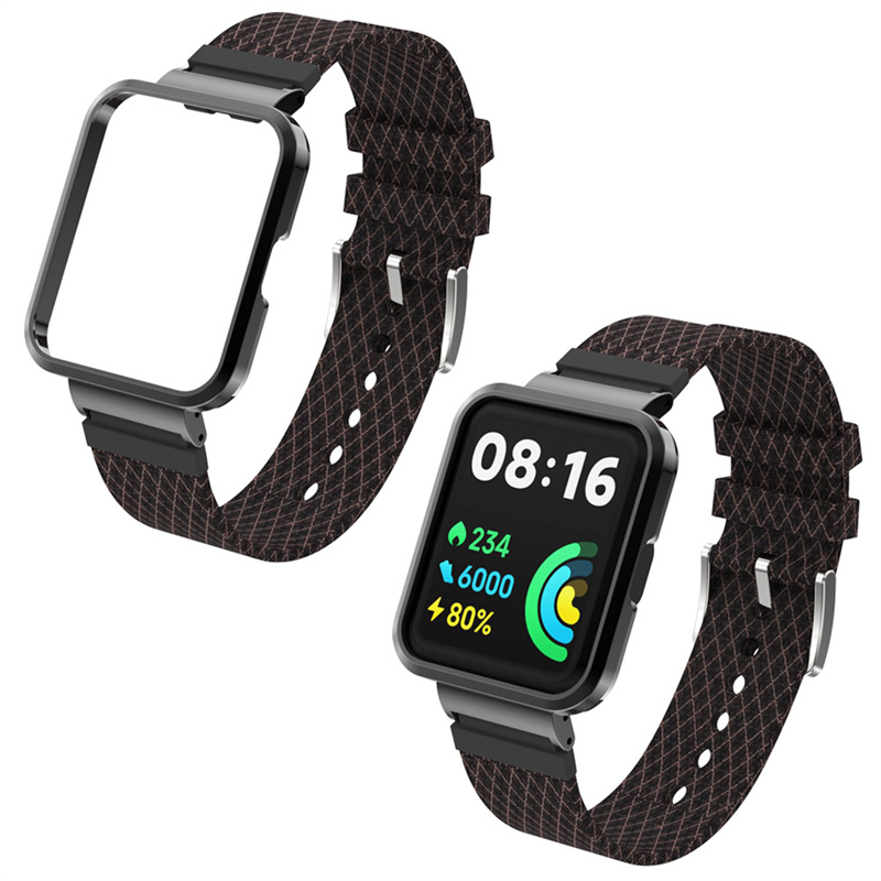 CBXM-W09 denim canvas stoffen horlogebandriem voor Xiaomi Mi Redmi Watch 2 Lite