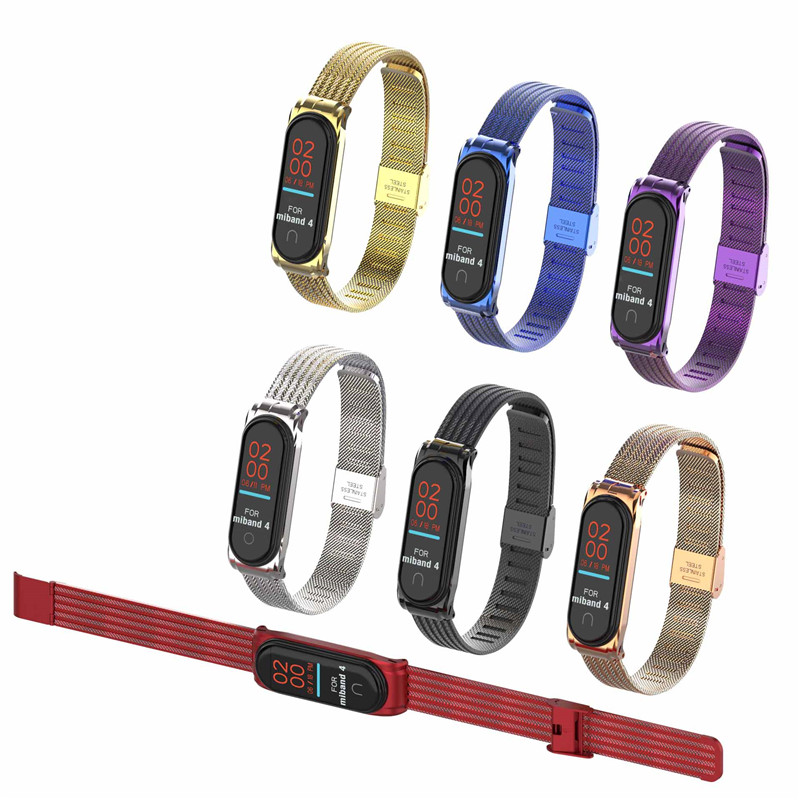 CBXM404 Correa de reloj de pulsera de acero inoxidable de malla de lujo para Xiaomi Mi Band 4