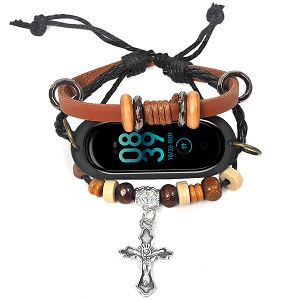 CBXM457 Luxury Beaded Bracelet Watch Strap For Xiaomi Mi band 3 4