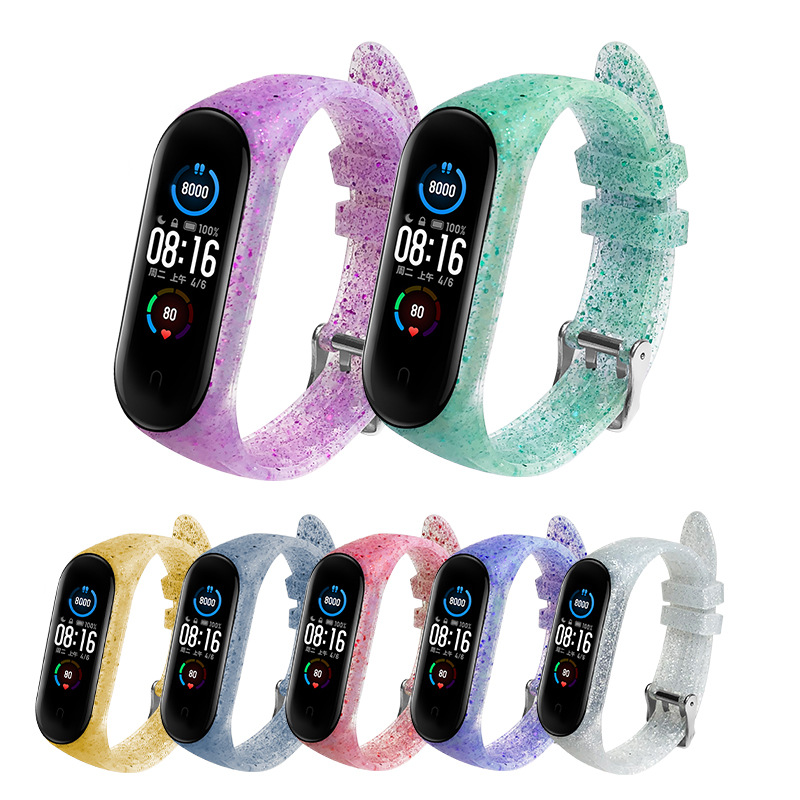 CBXM565 Glitter Soft Smart Watch Silicone Strap For Xiaomi Mi Band 5 4 3 NFC Bracelet
