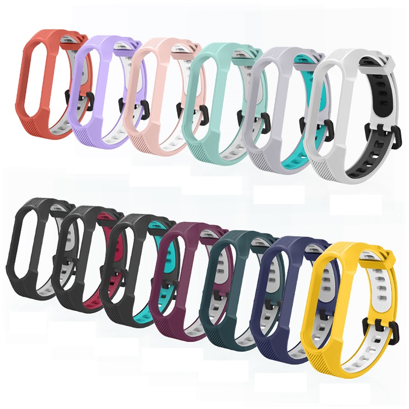 CBXM566 Dual Color Watchbands TPU Wristband Bracelet Replacement Strap For Xiaomi Mi Band 5 4 3 Miband