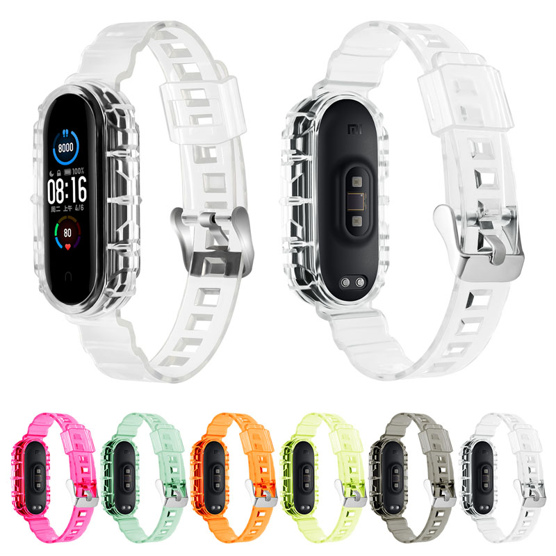 CBXM571 Jelly Clear Transparent TPU Replacement Wristband Correa Strap For Xiaomi Mi Band 6 5 Watch Belt