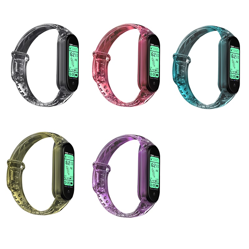 CBXM572 Light-Changing Transparent Soft TPU Wrist Watch Strap For Xiaomi Mi Band 6 5 4 3 Bracelet