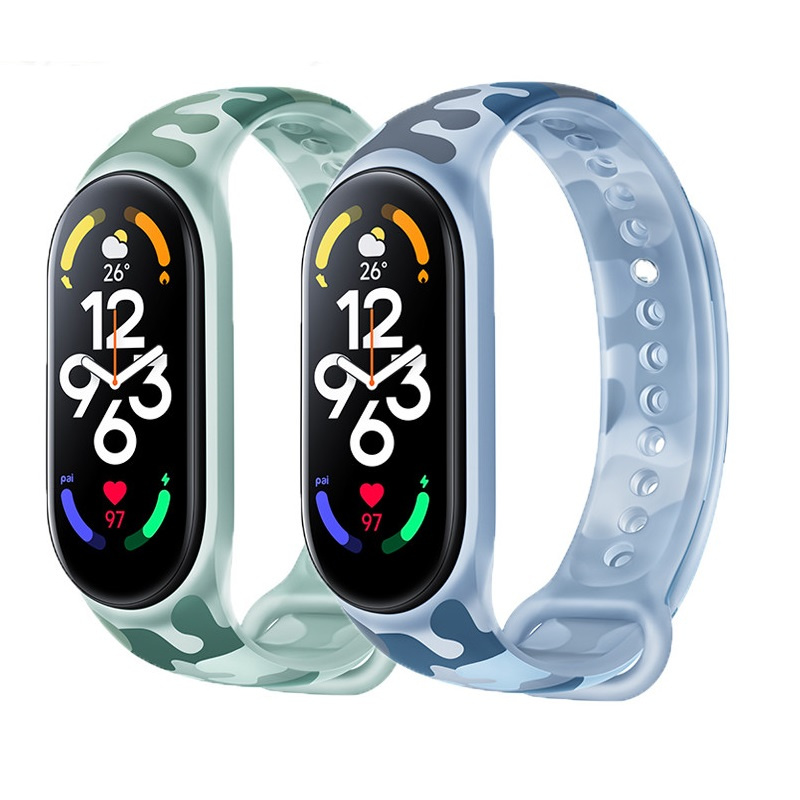 CBXM7-03 Камуфляжные браслеты Силиконовые часы Correa Correa Strap для Xiaomi Mi Band 7 Original