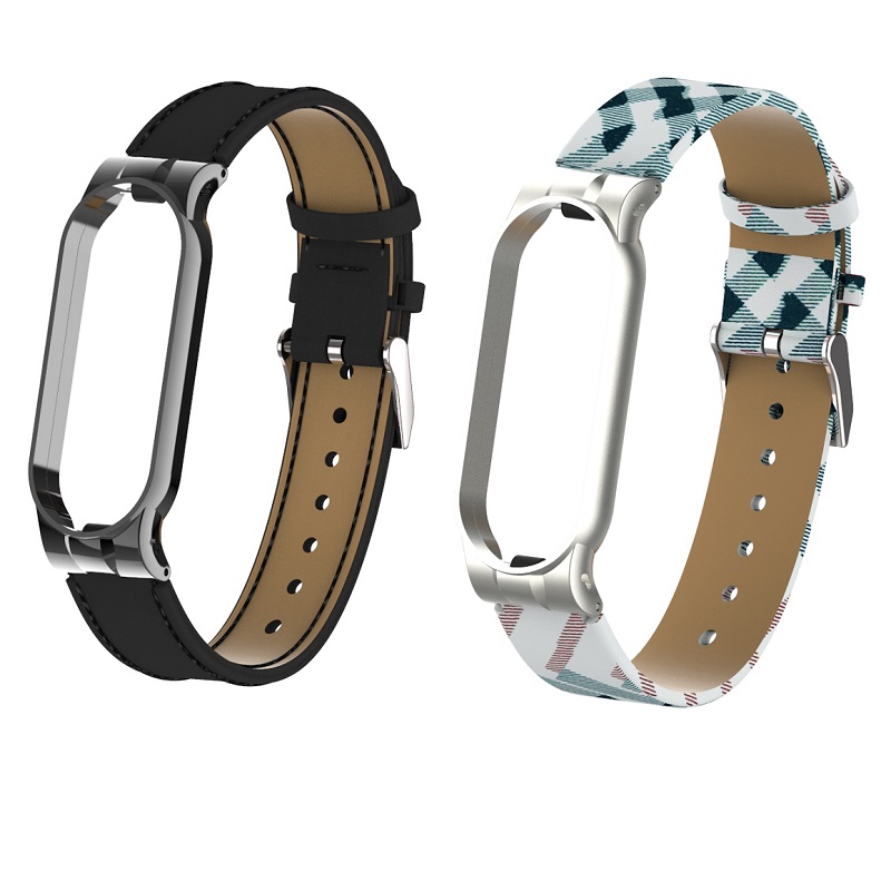 Luxury Watch Leather Wrist Band For Xiaomi Mi Band 5 Leather Strap