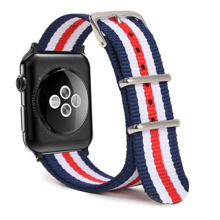 Nato04 트렌디 베이 맞춤형 스트라이프 패브릭 나일론 나토 시계 스트랩 for Apple Watch