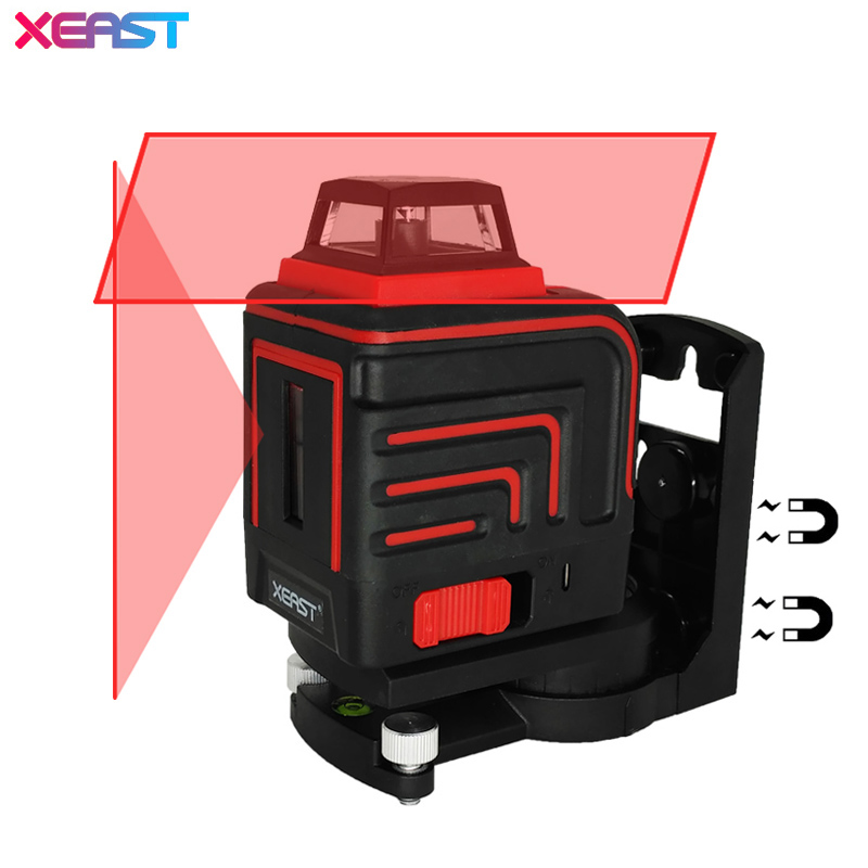 XEAST 12 линий 3D-уровень лазерного уровня Регулируемый 360-градусный горизонтальный и вертикальный поперечный зеленый луч XE-312R