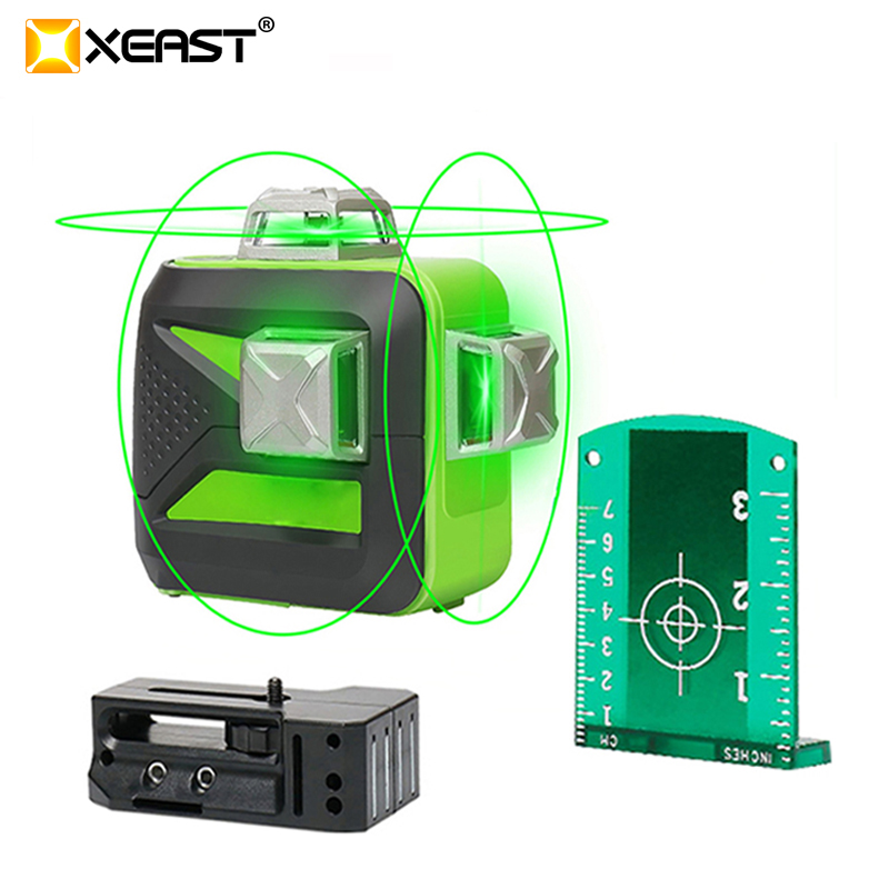 XEAST 12线XE-93TG锂电池绿色激光水平仪360垂直和水平自流平十字线3D激光水平仪