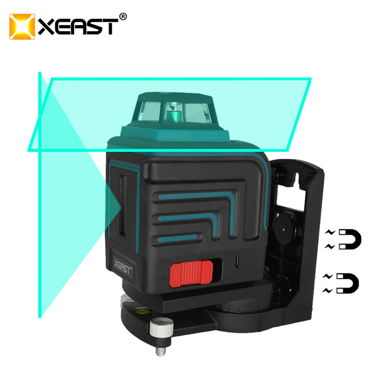 XEAST LD 5 เส้น 3D เลเซอร์สีเขียวแบบปรับระดับได้ 360 องศาแนวนอนและแนวตั้งลำแสงเลเซอร์สีเขียวด้วย Tilt และ Outdoor Mode XE-305G