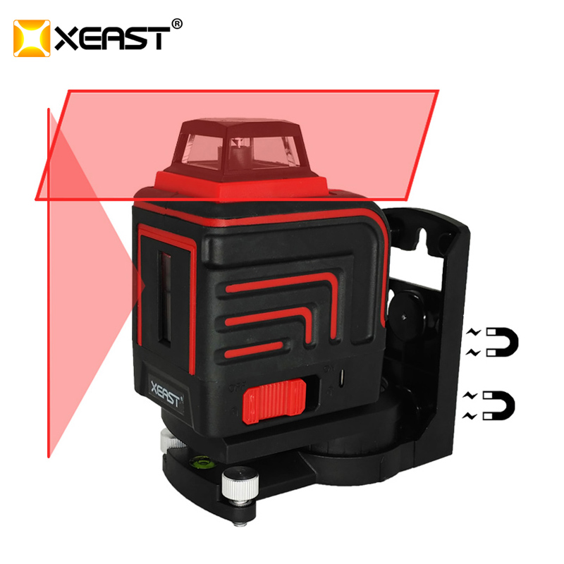 XEAST LD 5 Lines 3D 빨간 레이저 수평 각자 수평하게하는 360의 수평 한 수직 십자가 빨간 레이저 광선 경사 & 옥외 형태 XE-305R