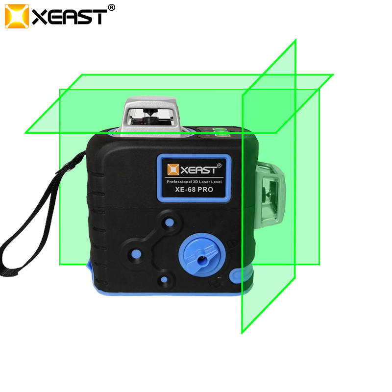 XEAST XE-68 PRO Niveaux laser 3D 12 lignes à niveau croisé Nivellement automatique extérieur 360 Vert laser rotatif avec support d'échelle magnétique