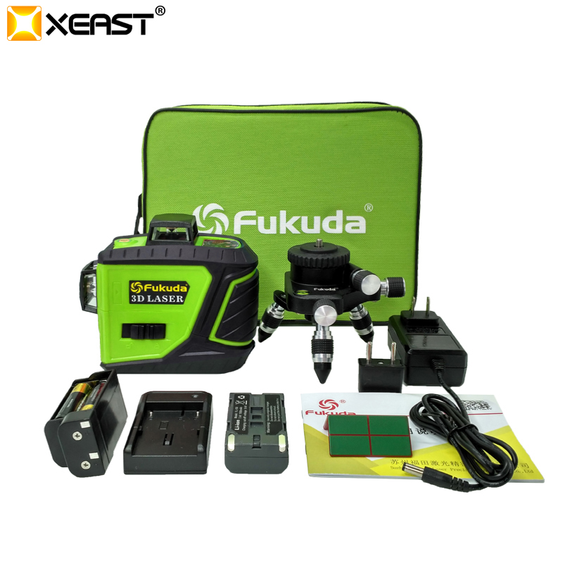 Xeastタッチコントロール低価格360ロータリー3D 12ライン緑色ビームレーザーレベルマシン