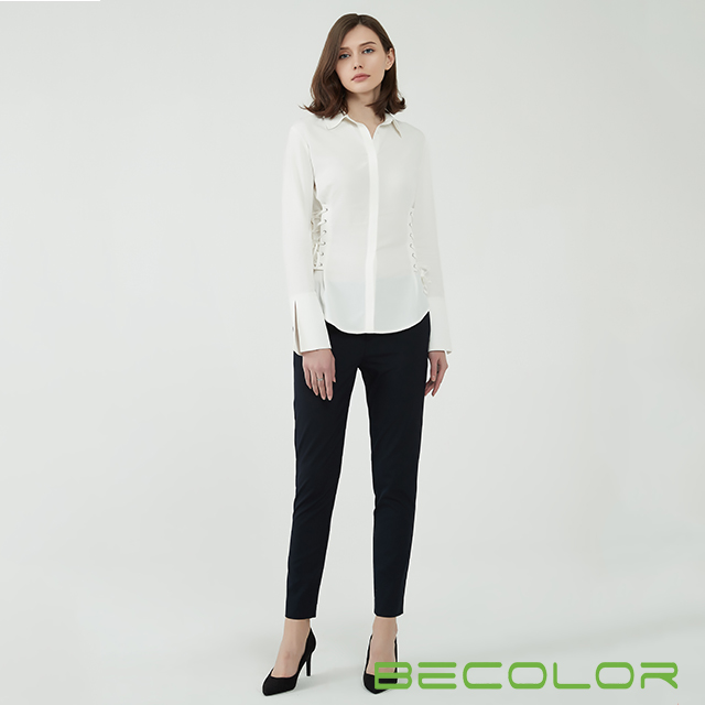 Lace-up white Shirt with Long Sleeves China ODM