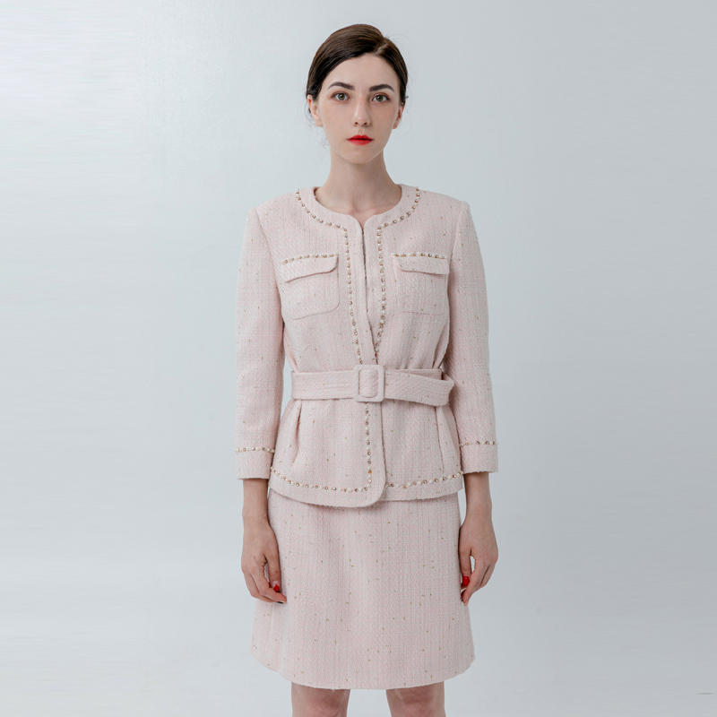 Ladies Chanel-style Collarless Jacket with Belt