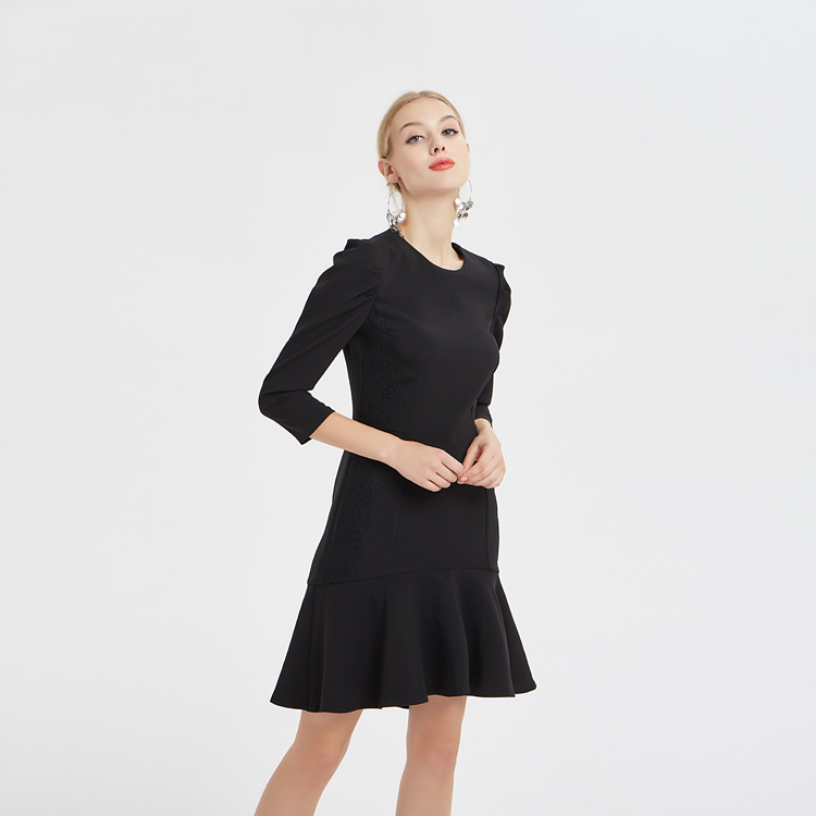 Slim Little Black Dress with 3/4 Sleeves China Manufacturer