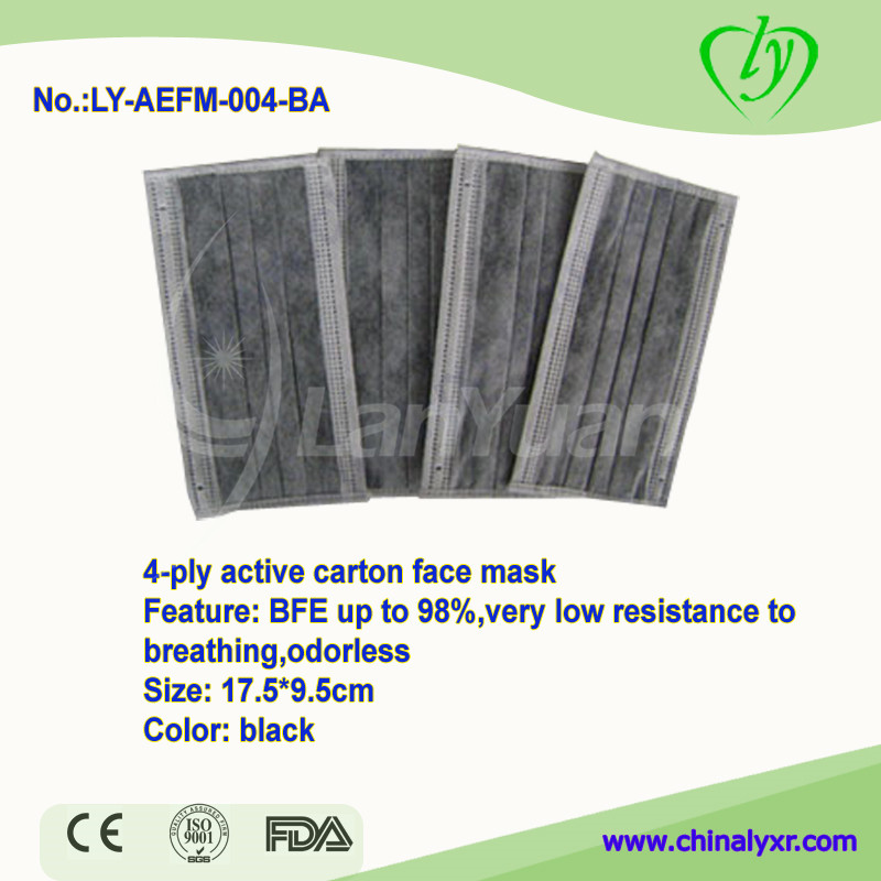 Masque de visage de carton actif noir 4 plis