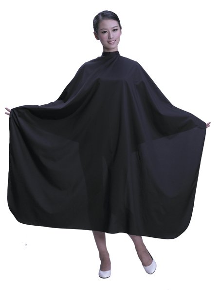 Black PVC Waterproof Shampoo Cape with Snap Closure