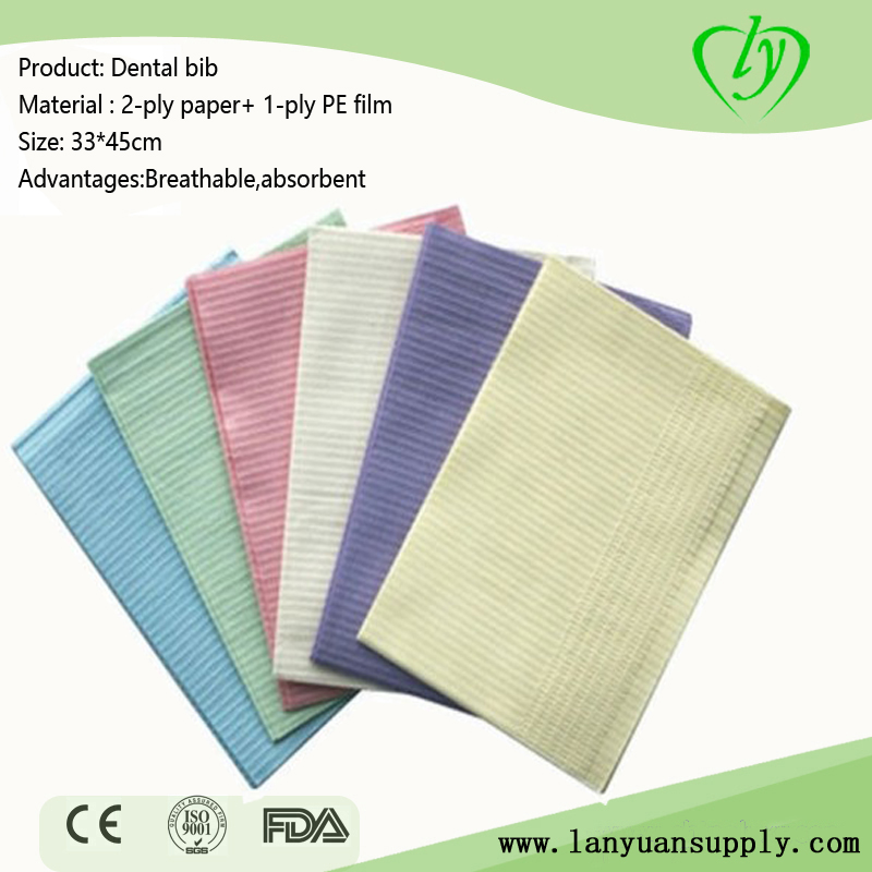 Colorful 3ply Disposable Dental Bibs Waterproof Napkins