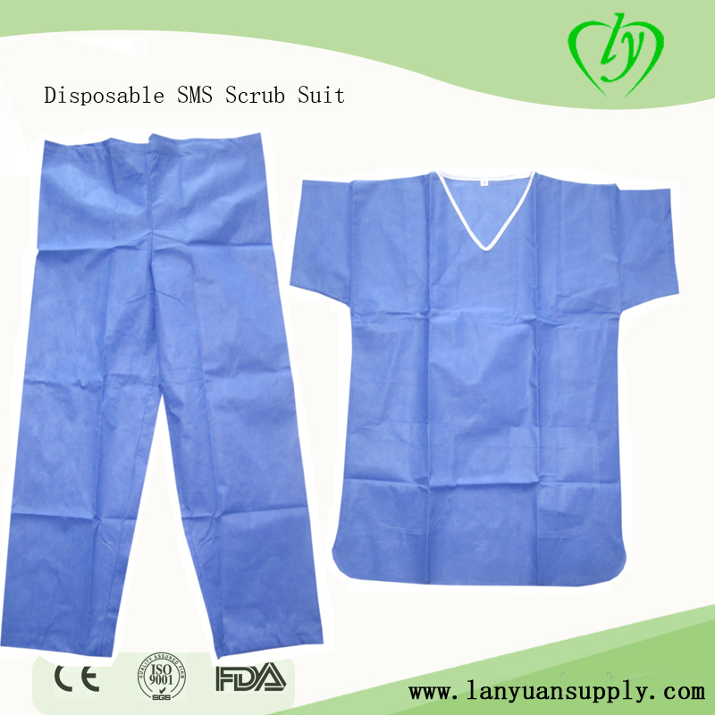 Disposable Hospital SMS Scrub Suit Set Medical Scrub Suit