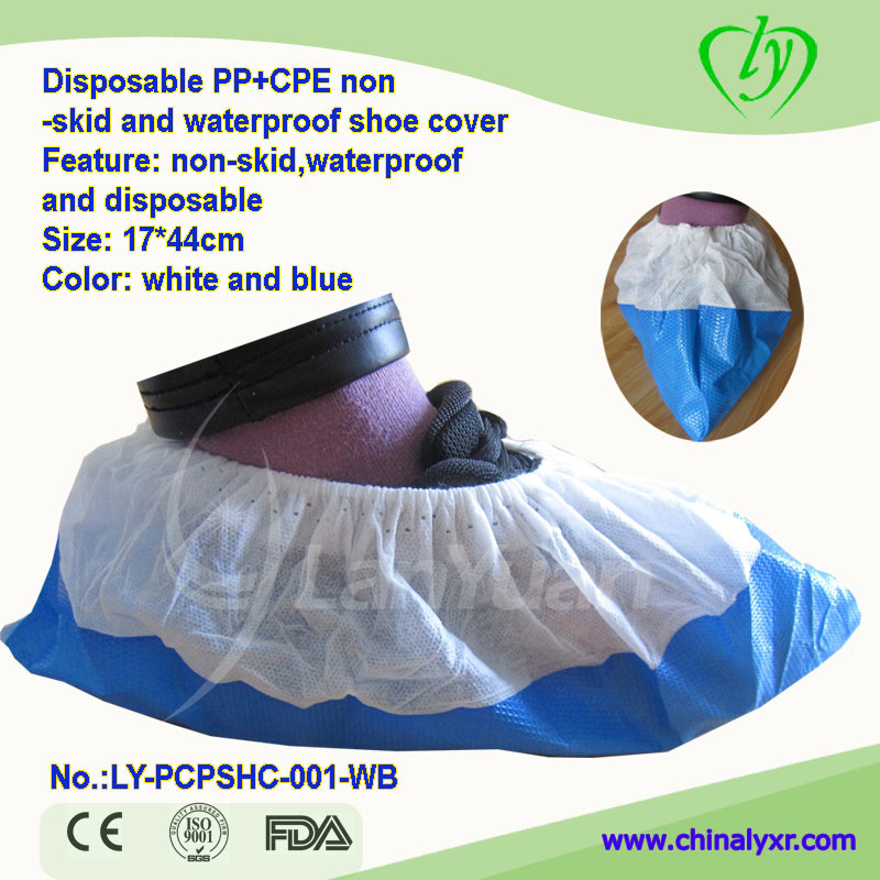Disposable Non Woven PP+CPE Coated Anti-Slip Waterproof Domestic Industry Shoe Cover