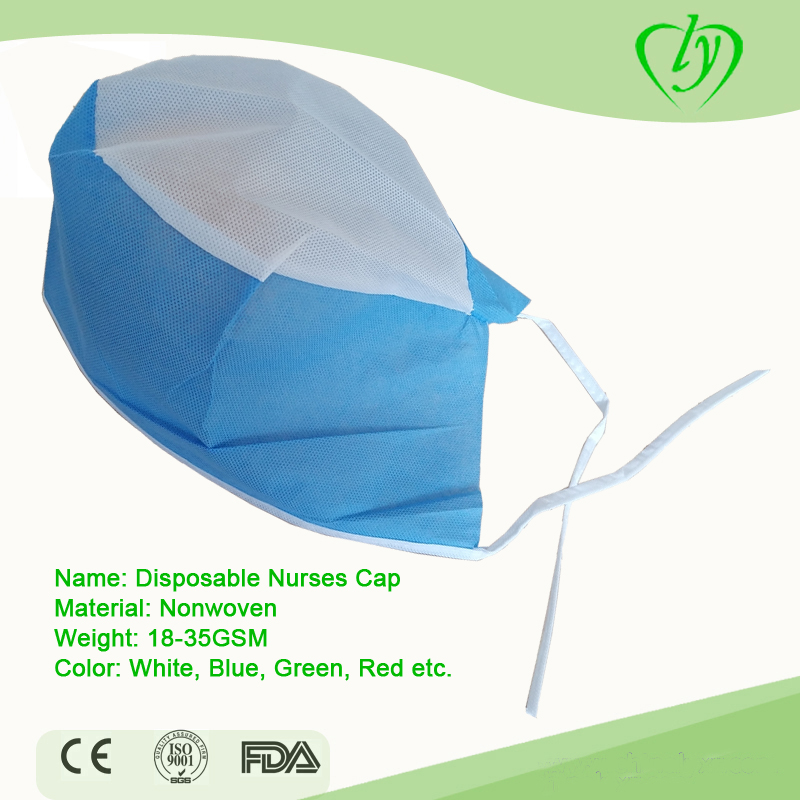 Disposable PP Nonwoven Surgical Nurse Bouffant Cap with Ties
