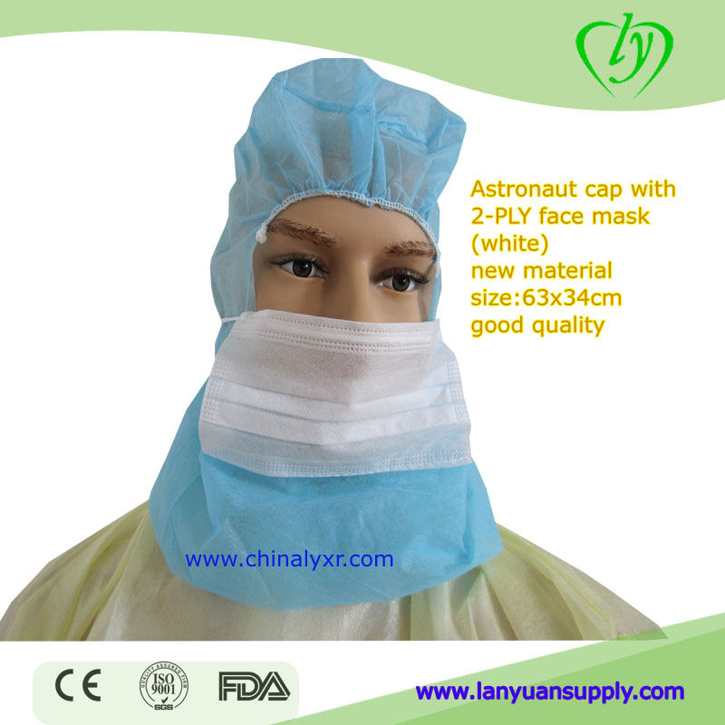 Disposable PP Protective Hoods With Face Mask Astronaut Cap